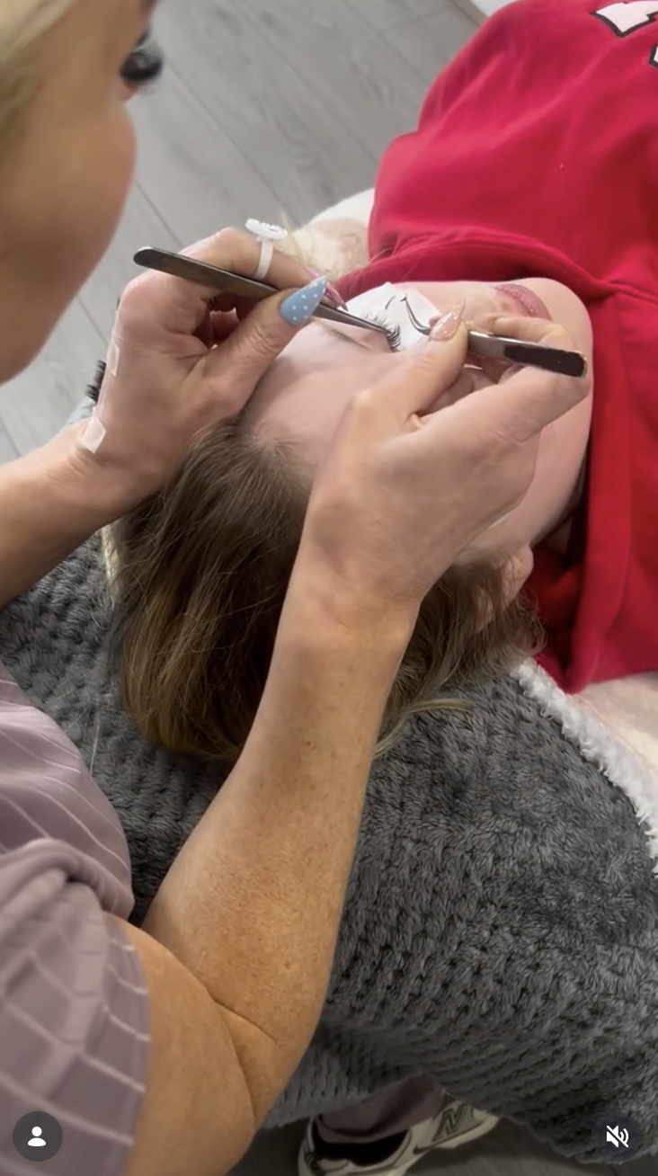 Brow lamination treatment in progress